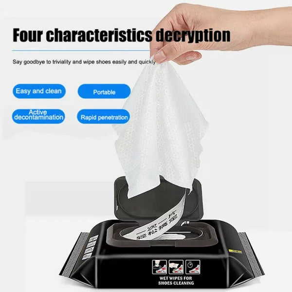 Shoe shine wipes cleaning